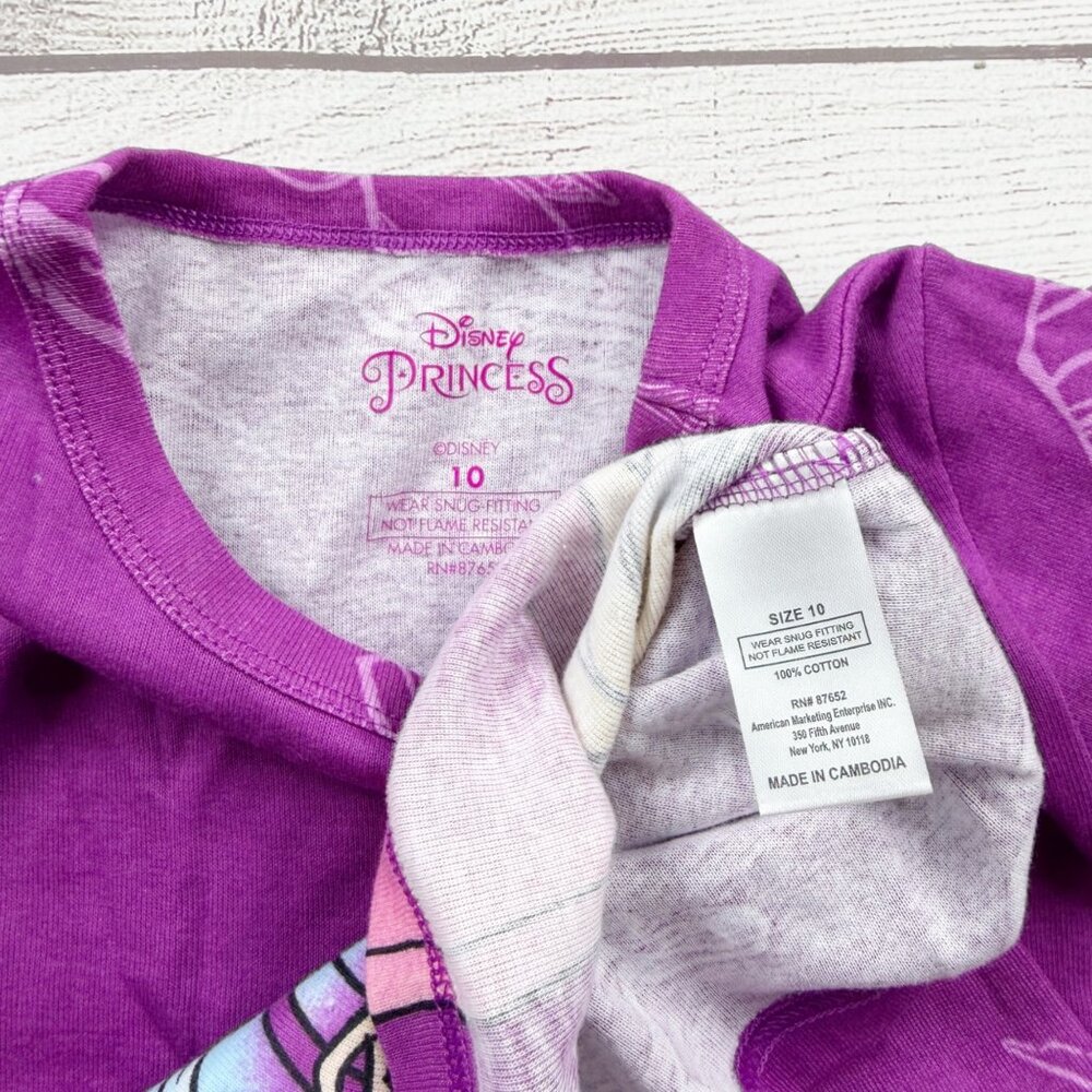 Disney Princess Girls Pajama Set Purple 2-Piece Long Sleeve NWT 10 - Picture 2 of 5